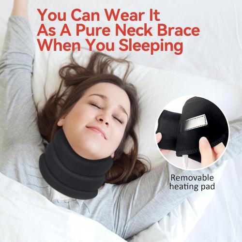 Heated Neck Brace for Pain Relief and Support, Soft Foam Cervical Collar with Heating Pad, Adjustable Neck Support Brcae for Relax and Pressure Relief