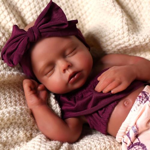 BABESIDE 16 inch Full Body Silicone Baby Dolls, Realistic African American Reborn Doll Black Girl, Bathable Anatomically Correct Newborn with Accessories for Kids Age 3  & Collectors