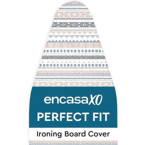 Encasa XO Ironing Board Cover and Pad 49x18 - Thick 3mm Felt Padding, Drawstring Tightening & Lock, Easy Fit, Scorch & Stain Resistant, Fits Wide Ironing Board - Aztec
