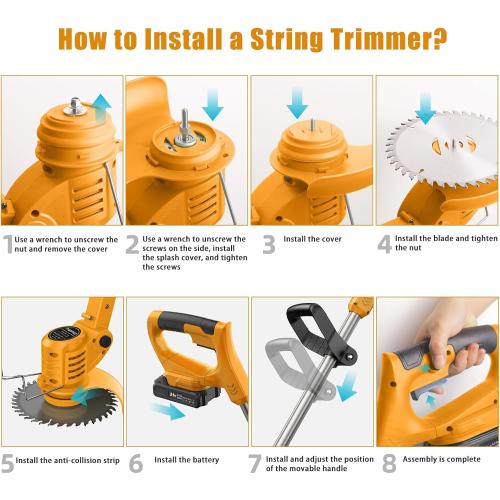 String Trimmer Cordless - 21V Battery Powered Weed Wacker, 2 X 2.0Ah Battery and a Charger, Grass Trimmer, Brush Cutter and Edger Lawn for Garden/Yard