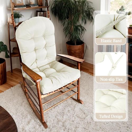 Adirondack Chair Cushion, Waterproof Outdoor Seat Cushions for Patio Furniture, Thick High Back Replacement Pad for Porch Lawn Wicker Dining Desk Chair, Rocking Chair Cushion, Beige