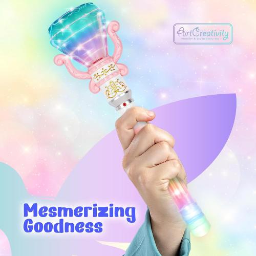 ArtCreativity Light Up Princess Wand for Kids (14 Long) - Diamond Fairy Wand with Spinning LEDs, Batteries Included - Light Up Wands for Girls and Boys, Perfect Pretend Play Toys