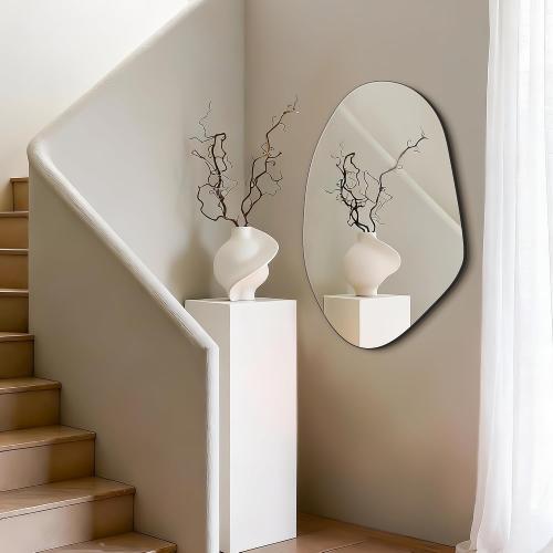 FICTOR Irregular Asymmetrical Wall Mirror, 32 x 19 Modern Decorative Mirror for Entryway, Bathroom, Bedroom, Living Room, Dining Room