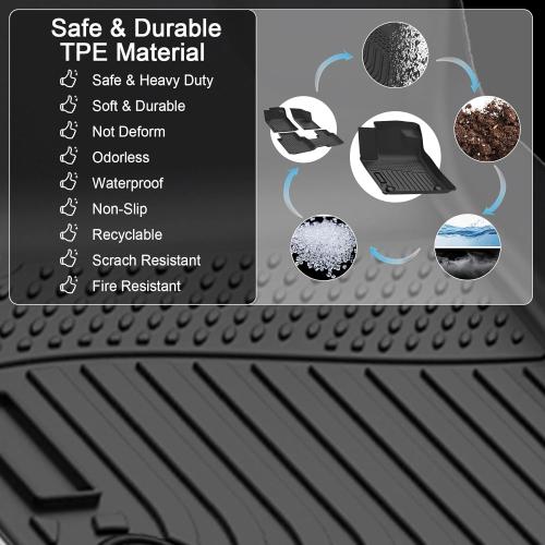 Floor Mats for Volkswagen VW Atlas Cross Sport 2020-2025 (5 Passenger), TPE Waterproof Non-Slip All Weather Protection Custom (Floor Mats & Cargo Liner)