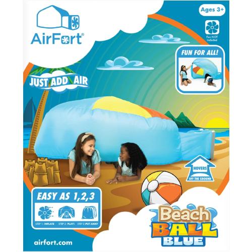 The Original Patented AirFort - Build A Fort in 30 Seconds, Inflatable Fort for Kids, Play Tent for 3-14 Years, A Playhouse Where Imagination Runs Wild, Fan not Included (Beach Ball Blue)