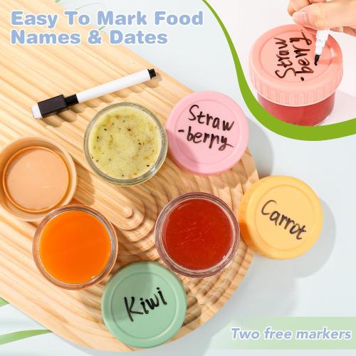 32-Pack Leakproof 4oz Glass Baby Food Jars With Lids - BPA Free, Freezer & Microwave Safe