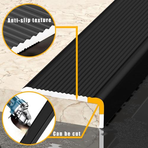10 Pcs 36in x1.2in Stair Edge Protector,Aluminum Alloy L-Shaped Non-Slip Metal Stair Nosing,Indoor Outdoor Waterproof Tread Stair Nose Molding Stair Edging Stair Edge Trim (3Ft,Black,10 Pcs)