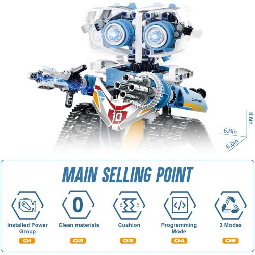 DOLIVE Robot Toys for Kids Ages 8-14, Remote & App-Controlled 3 in 1 STEM Robotics Set for Kids, Creative Birthday for Boys Girls Aged 8 9 10 11 12  (695 Pieces)
