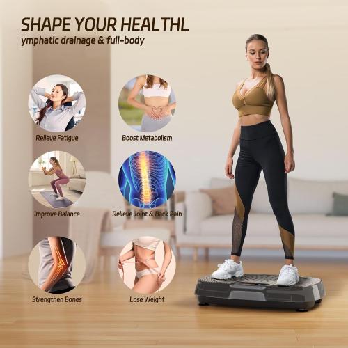 Grey and Silver Vibration Plate Exercise Machine: TISSCARE Vibrating Plates for Weight Loss and Lymphatic Drainage, Whole Body Workout Sculpting Platform for Home Fitness Fat Burner for Women Men