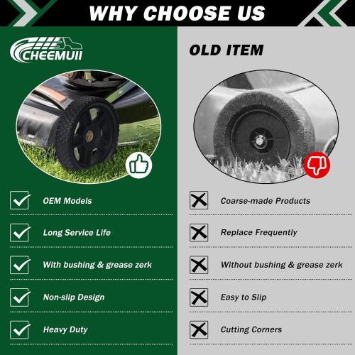 CheeMuii 8 Inch Lawn Mower Wheels 2 Pack 8 Push Lawn Mower Wheels with Bolts and Lock Nuts Kit Fit for Most Standard push Lawn Mowers/Generator/Garden Tiller/Handtruck
