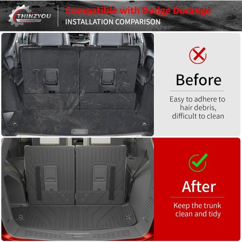 Floor Mats for 2016-2025 2026 Dodge Durango 6 Seats | Trunk Mat Cargo Mat TPE All Weather Back Seat Protector Trunk Liner 2024 Durango Accessories