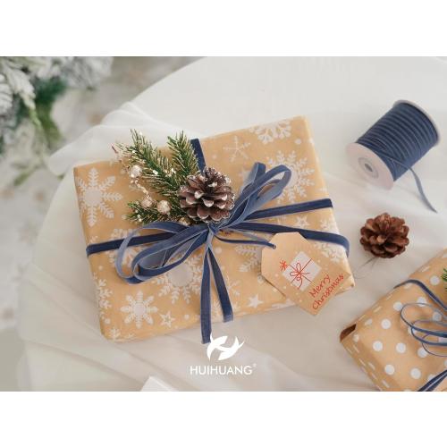 HUIHUANG Blue Velvet Ribbon 3/8 inch x 25 Yards Single Face Vintage Velvet Ribbon for Gift Wrapping, Christmas Tree Ornaments, Wreath Decor, Invitations, Hair Bows, Flower Bouquet, Home Decor