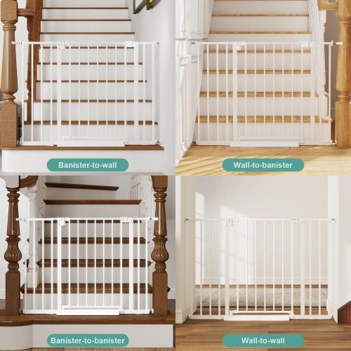 Miumoon 29.7-46 Baby Gate for Stairs with Banister Adapter Y-Spindle Rods, 30.5 Tall, Easy-Install Pressure Mounted Baby Gate for Doorways, Auto-Close Dog Gate Indoor for Child and Pets