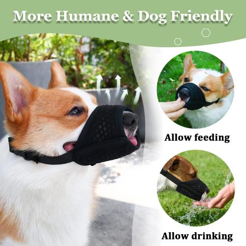 Mayerzon Dog Muzzle, Puppy Soft Mesh Muzzle for Small Medium Large Dogs Chihuahua Poodles Beagle Dachshund Corgis Labrador for Biting Chewing Grooming That Allows Panting Drinking(M, Black)