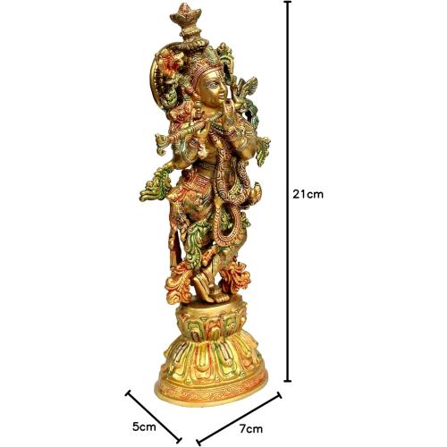 Size 21 eSplanade - Brass Radha Krishna - Big Size - Brass Radha Idol Statue Sculpture (21) (Krishna Coloured)