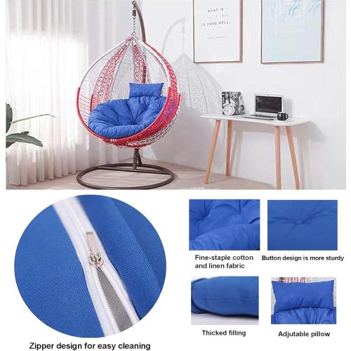 ZTGL 105-125 cm Round Swing Chair Cushion Replacement Egg Chair Cushion Thick Large Hanging Hammock Chair Seat Cushion with Adjustable Pillow, Washable Papasan Cushion,Gray,125x125 cm