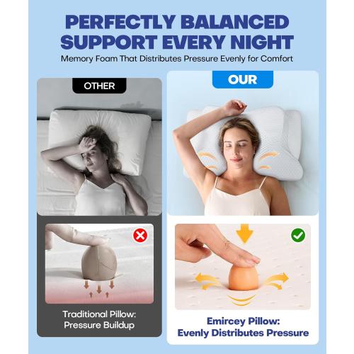 Sleep Doctor Approved Cervical Neck Pillow for Sleeping, Ergonomic Contour Side Sleeper Pillows for Adults, Cooling Orthopedic Pillow for Pain Relief Support, Memory Foam Pillows Back Stomach Sleepers