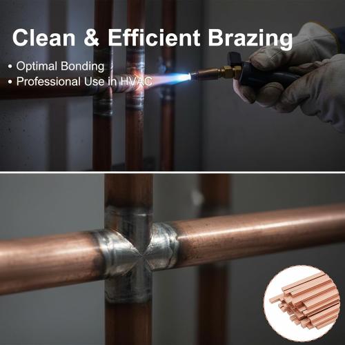 40 Sticks 15% Silver Brazing Rods – Flat Phos Copper Welding Rods for HVAC, Air Conditioner, Refrigerator – AWS BCuP-5 Silver Solder Brazing Alloy 0.050x1/8x10 (40pcs)