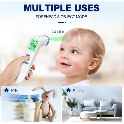 Thermometer for Adults and Kids, Digital Forehead Thermometer with Fever Alarm, Silent Mode & 35-Set Memory, Object 2 in 1 Mode