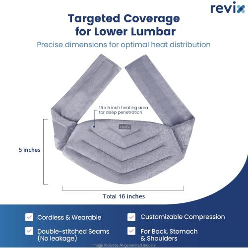 REVIX Microwave Heating Pad for Back, Wearable Moist Heat Waist Wrap, Gray