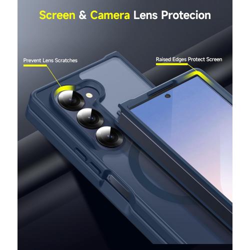 LeYi for Z-Fold-6 Case: Samsung Z Fold 6 Case [Compatible with MagSafe] with 2Pcs Screen Protector, Magnetic Integrated Structure Shockproof Protective for Galaxy Fold 6 Case, Royal Blue