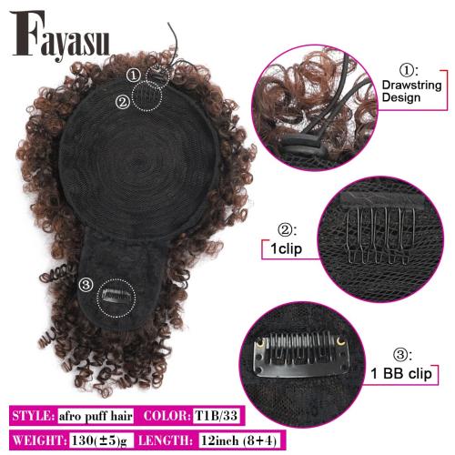 Afro Puff Drawstring Ponytail with Faux Bangs Blonde Ponytail Extension Short Curly Hair Extensions Updo Hairpieces Ponytail Extension wigs for Black Women (2/33)