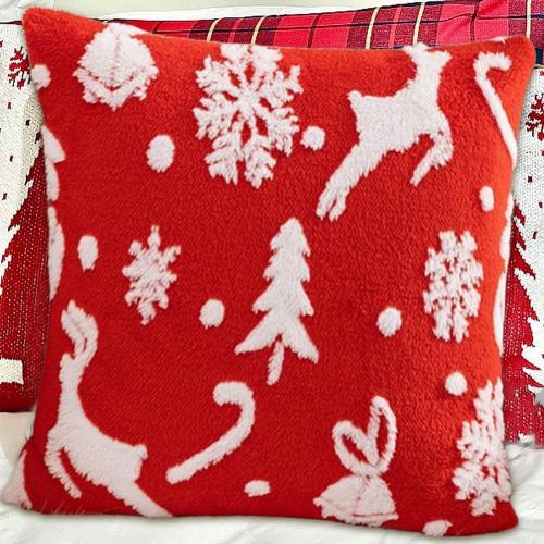 Christmas Winter Holiday Pillowcase Soft Decorative Cushion Cover Festival Pillow Case Jacquard Cushion Case for Sofa Decoration