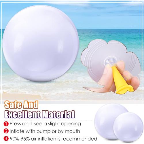 Large gaint Inflatable White Beach Ball Bulk Solid Swimming Pool Floating Blow up Ball DIY Paint Craft for Boys Girls Hawaii Luau Birthday Beach Summer Party(16 Inch,White)