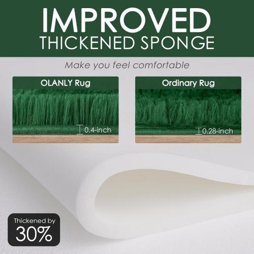 OLANLY Area Rugs for Living Room Bedroom, Machine Washable 4x5.9 ft Soft Fluffy Shaggy Bedside Rug, Indoor Floor Carpet for Kids Girls and Boys, Dorms, Nursery Rooms, Home Decor Aesthetic, Dark Green