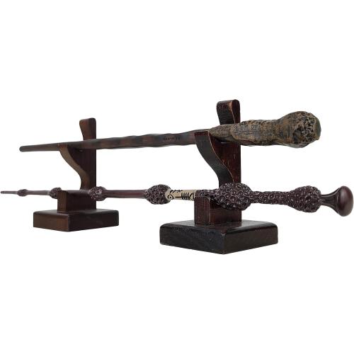 Nangopop Wizard Wand Stand Display - 2 Tiered Wood Magic Wand Holder for Table Display, Holds Two Wands