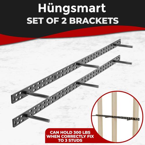 Set of 2 Floating Shelf Brackets 38 inch Multiple Mounting Location Hit 3 Studs Heavy Duty Perfect Bracket for Long Shelf/ Hidden Wall Shelves Support Hardware Kitchen/Living Room/Office (4 inch Rods)
