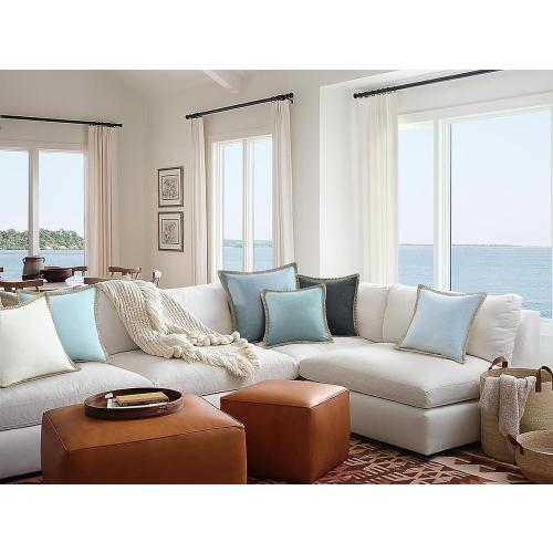 NordECO HOME Set of 2 Farmhouse Throw Pillow Covers - Burlap Linen Trimmed Tailored Edges Decorative Cushion Covers for Bed Home Decoration, 18 x 18, Blue