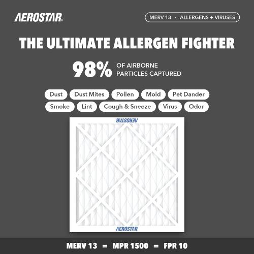 Aerostar Air Filter 20x20x1 MERV 13 AC Filter, Furnace Filter, 1 Pack