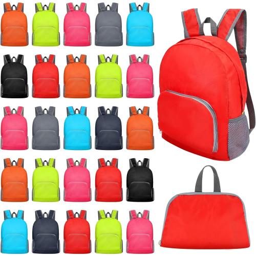 12 Pcs 17Inch Backpack in Bulk Foldable Classic Back Packs Colorful Book Bags Assorted Colors Lightweight Bookbags for Outdoor Travel Student School Supply 8 Colors