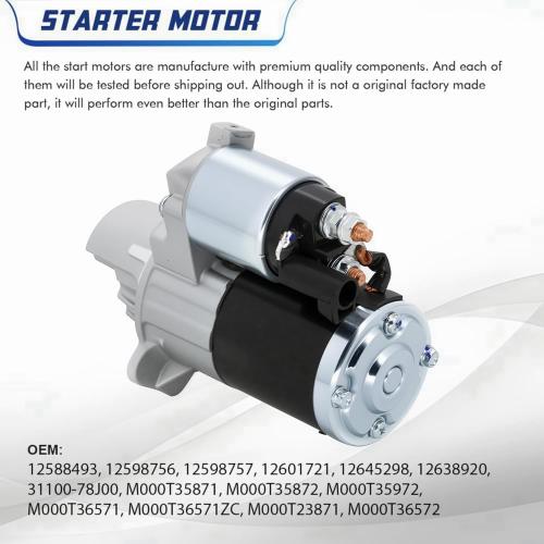 New Starter Motor 17986 Compatible with 07-16 GMC Acadia, 09-17 Chevy Traverse,Impala 12-20, Buick Enclave Lacrosse, Cadillac SRX XTS STS, Pontiac Saturn Suzuki 3.0L 3.6L V6 Engine