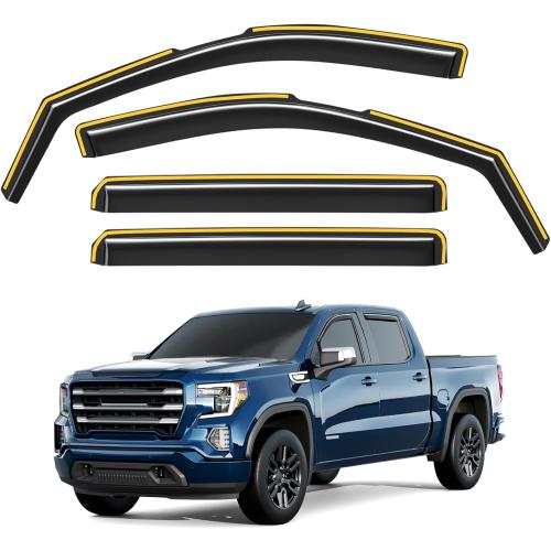 in-Channel Window Rain Guards Fit for Chevy Silverado/GMC Sierra 2500HD/3500HD 2020-2026 Crew Cab, Extra Durable Window Deflectors Vent Visors Truck Vent Shades Exterior Car Accessories