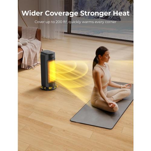 Space Heater, 1500W Space Heaters Efficient Heating with LED Display, 1-24H Timer, ECO, Multiple Protection, 60° Oscillating Portable Heater Quiet Heating for Garage Home Office Indoor Use
