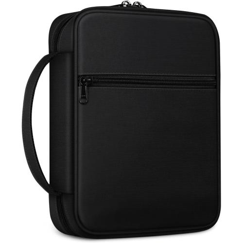 FINPAC Bible Cover, Carrying Book Case Church Bag Bible Protective with Handle and Zippered Pocket, Gift for Mother Lady Women Men, Black