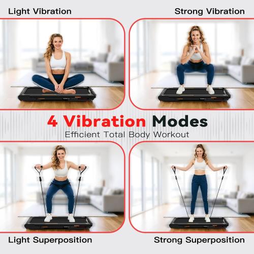 Folding Vibration Walking Pad Treadmill with Incline,4-in-1 Under Desk Treadmills for Home&Office,350LBS Capacity,0.3-7.5MPH Speed,LED Display,Portable Treadmill with APP