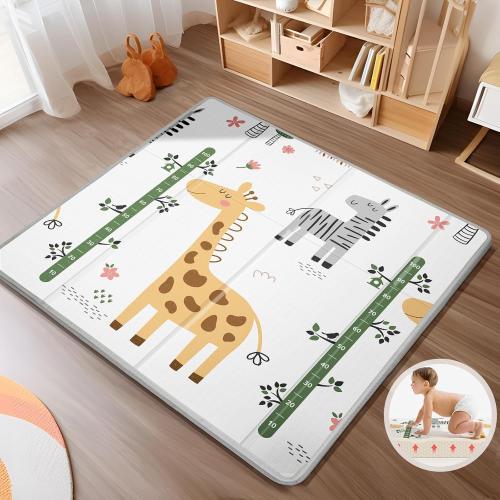 Foldable Baby Play Mat, PIGLOG 0.6in Thick Waterproof Playmats for Babies and Toddlers Kids, Safe Foam Playmat for Tummy Time, 50x50 Playpen Mat, Reversible Portable Baby Floor Mat for Infant, Giraffe
