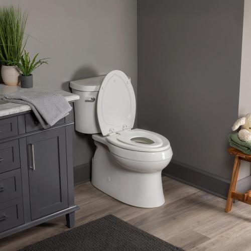 Mayfair NextStep2 Slow-Close Toilet Seat with Built-In Toddler Potty Training Seat, Removable, White, Elongated