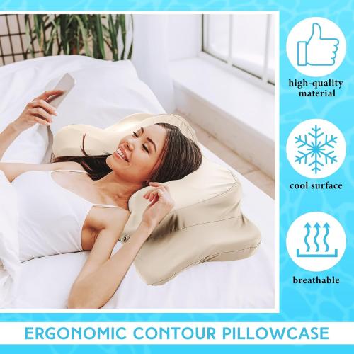 Hahafelt Cooling Cervical Neck Pillowcase,Champagne,Standard Size