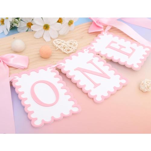 Girls 1st Birthday Decorations - Pink Bow High Chair Banner, Bow First Birthday Photo Props, Cake Smash Party Decorations, Sweet One Highchair Banner