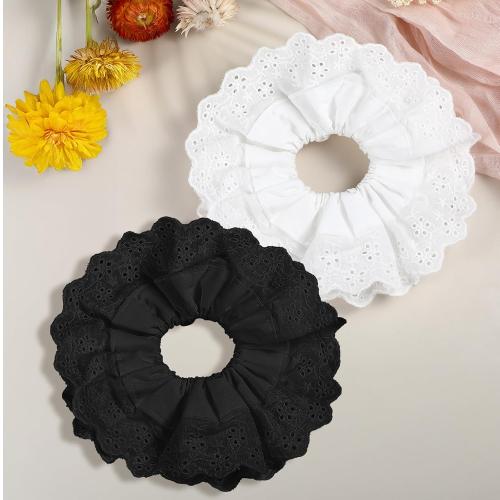 White Lace Scrunchies for Women Large Elastic Hair Ties Ropes Lace Double Layer Fancy Satin Hair Ties Ponytail Holder Hairs Accessories for All Hairs Types and Textures