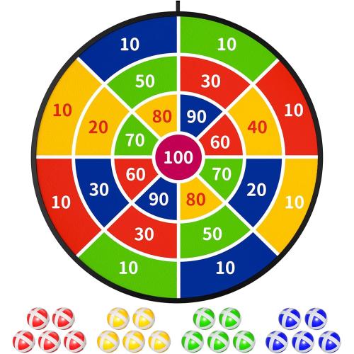 TEMI 29 Large Dart Board for Kids, Boys Toys Dartboards with 20 Balls, Indoor and Outdoor Sport Fun Party Play Game Toys, Birthday Gifts for Boys Girls 3 4 5 6 7 8 9 10 11 12 Years Old