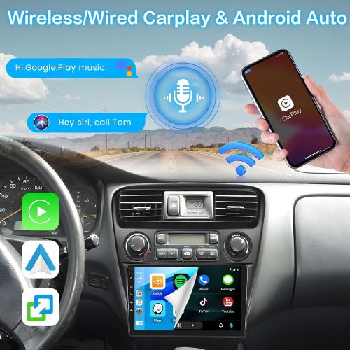 [2G 64G] Android 15 Car Radio for Honda Accord 6th 1998-2004 with Wireless Carplay/Android Auto, 9 Inch HD Touchscreen Car Stereo with GPS WiFi Bluetooth FM/RDS SWC Backup Camera MIC