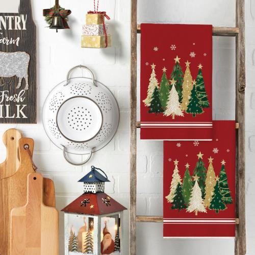 Artoid Mode Red Xmas Tree Star Christmas Kitchen Towels Dish Towels, 18x26 Inch Farmhouse Snowflakes Decoration Cleaning