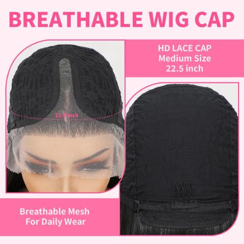 Synthetic Lace Front Wig 13X4X1 Inch Lace Front Wig 24 Inch Cheap Straight Lace Front Wigs Synthetic Wigs For Black Women Pre-Plucked Cheap Wigs Dark Brown/Pink