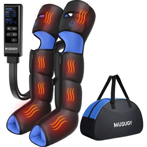 Leg Massager with Heat and Compression : Sequential Compression Boots with 6 Modes,9 Intensity and 3 Heat for Circulation and Pain Relief - Christmas Birthday for Mom, Dad, Athletes, Gym