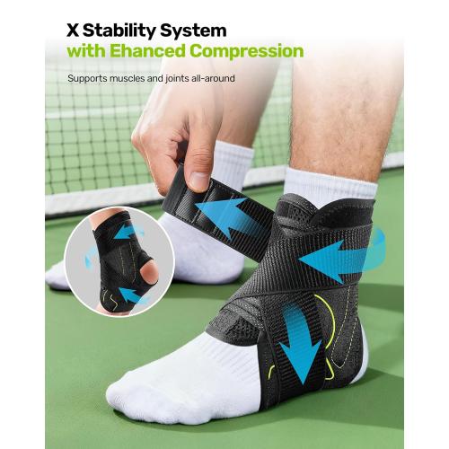 Quick Lace Up Ankle Brace with 2 Metal Support Stays, Breathable Ankle Stabilizer, Slim Fit Ankle Support Brace for Men Women, for Sprained Ankle, Sports, Injury Recovery, Size M